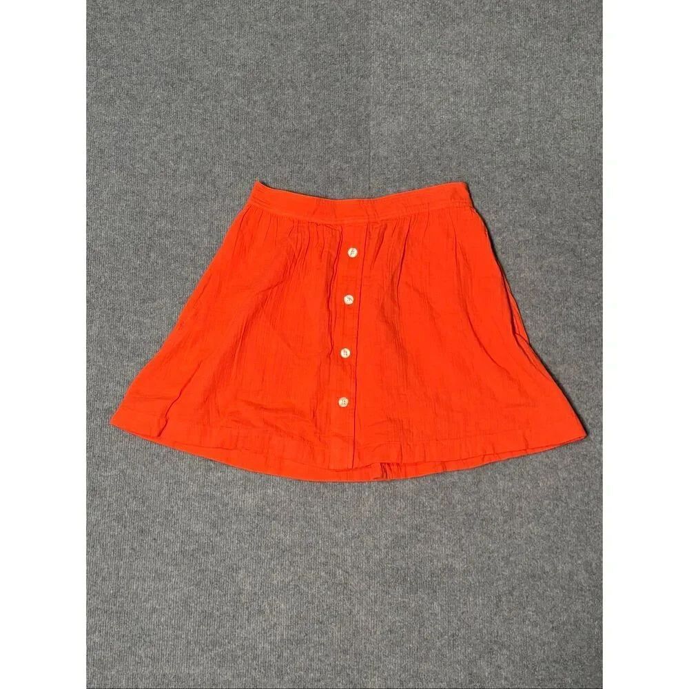 GAP Orange Cotton Gauze Button Front Mini Skirt Women’s Medium NWT Casual